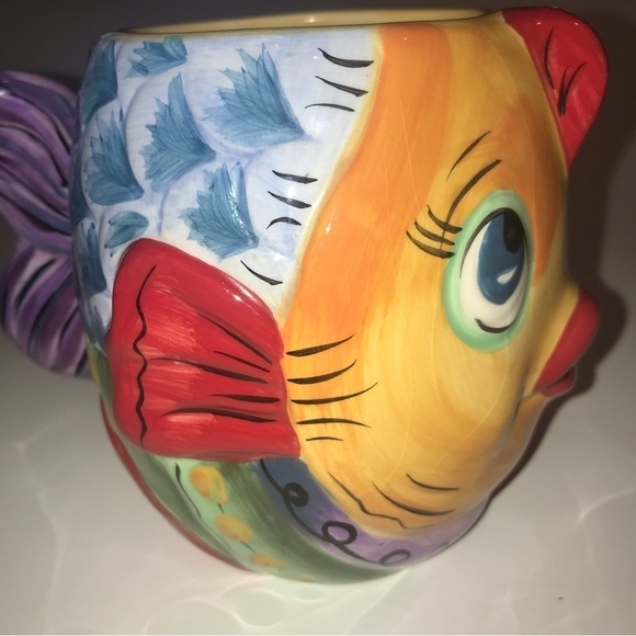 Dario Farrucci Designs Fish Mug Colorful Whimsical Hand Painted - Picture 3 of 10